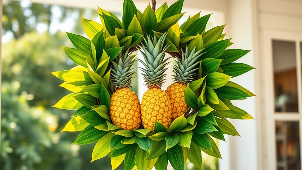 tropical leaf pineapple decor
