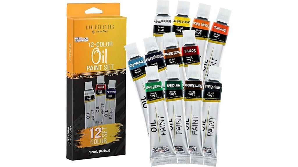twelve color oil paint set