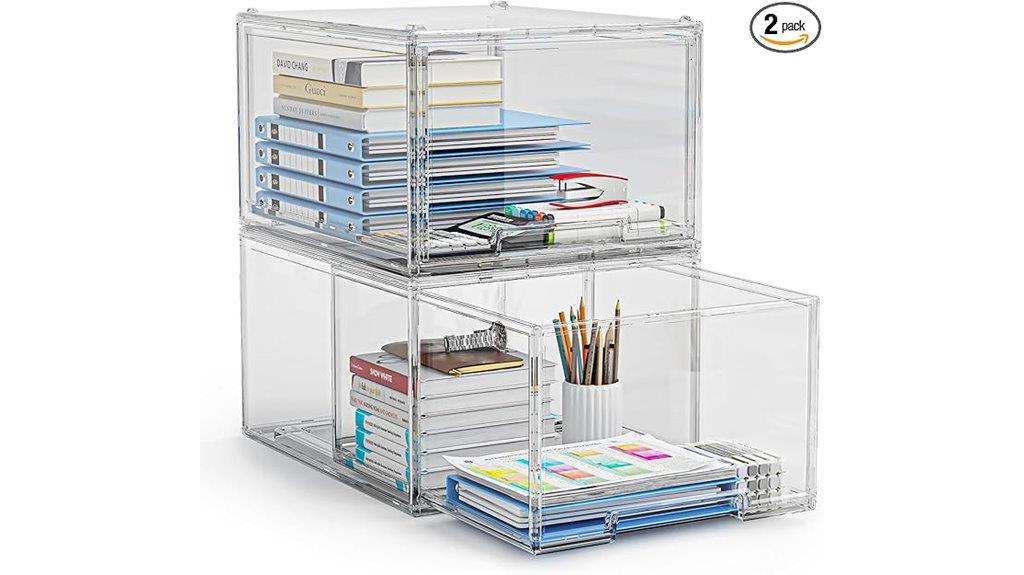 two plastic drawer sets