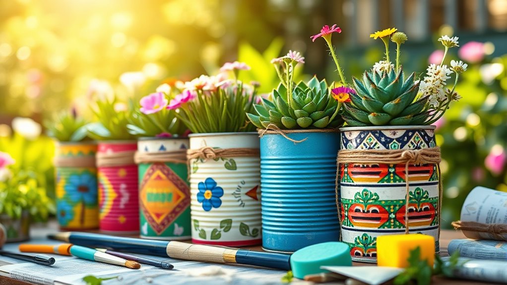 upcycled tin can gardening