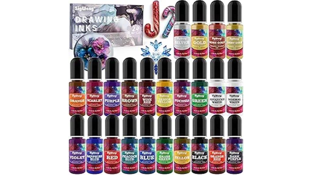 vibrant 24 color alcohol ink