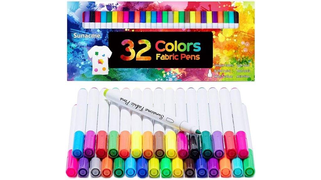 vibrant 32 color fabric markers