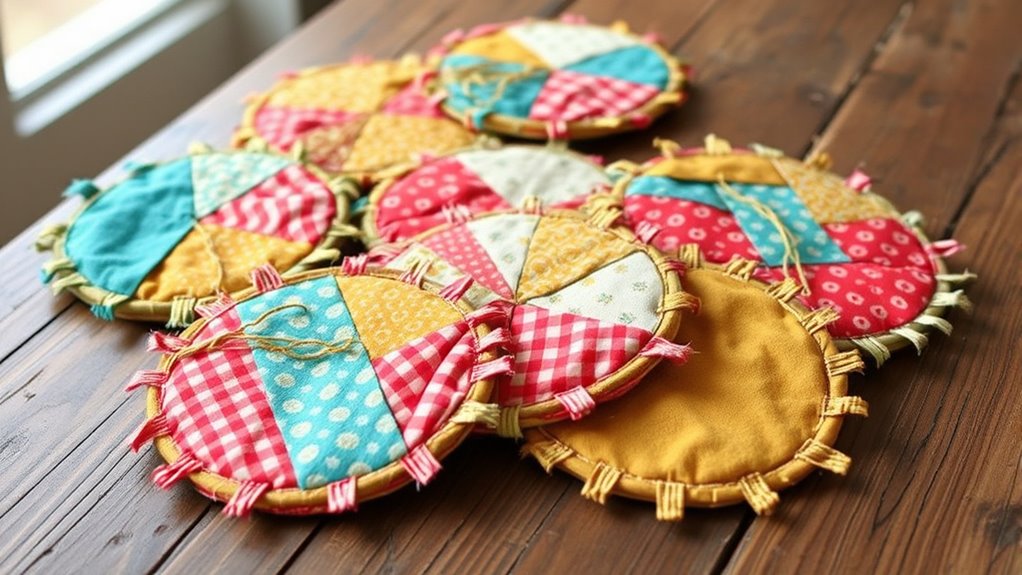 vibrant eco friendly fabric coasters