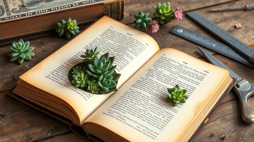 vintage book plant container