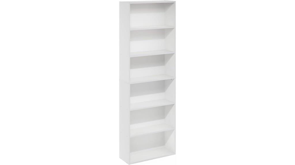 white 6 tier bookcase