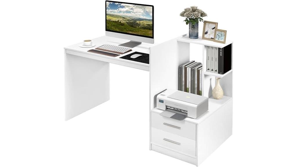white desk with storage