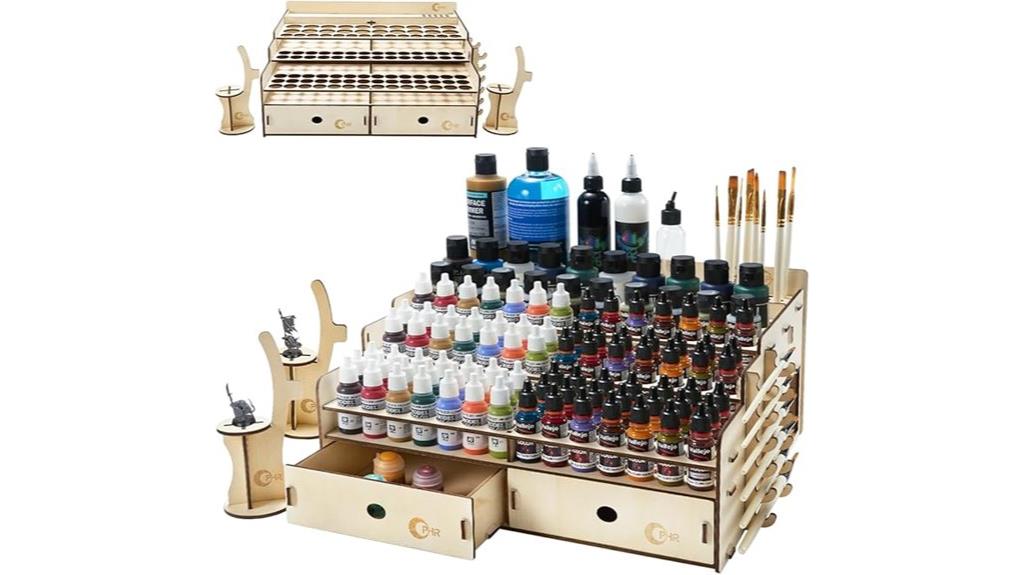 wooden paint storage rack