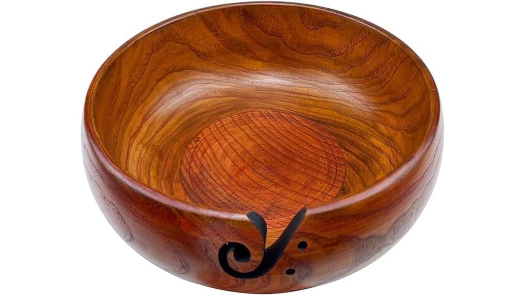 wooden yarn bowl for knitting