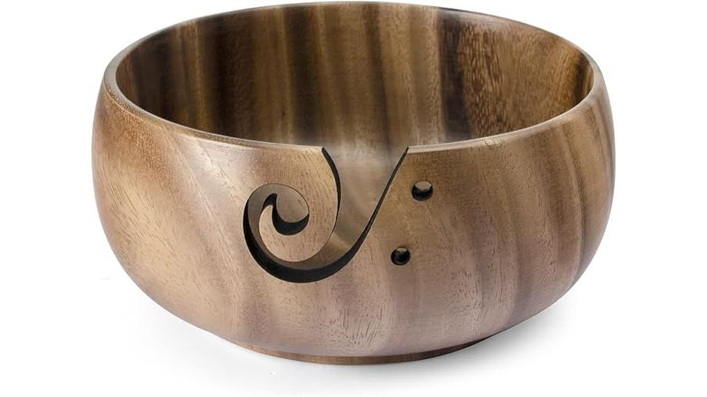 wooden yarn bowl holder