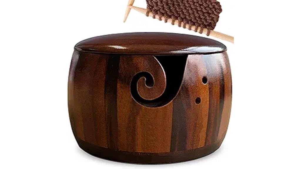 wooden yarn bowl lid