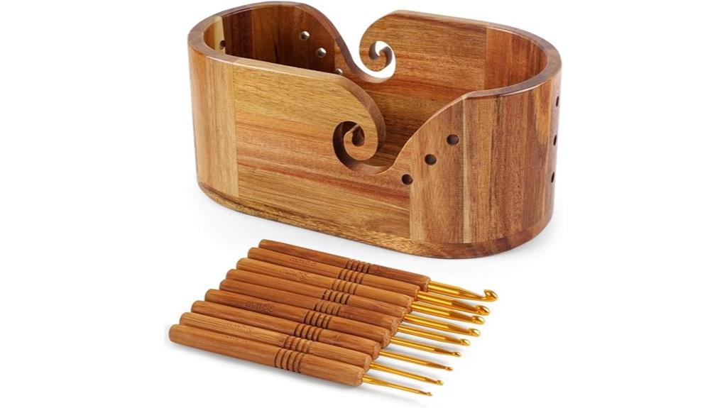 wooden yarn bowl set