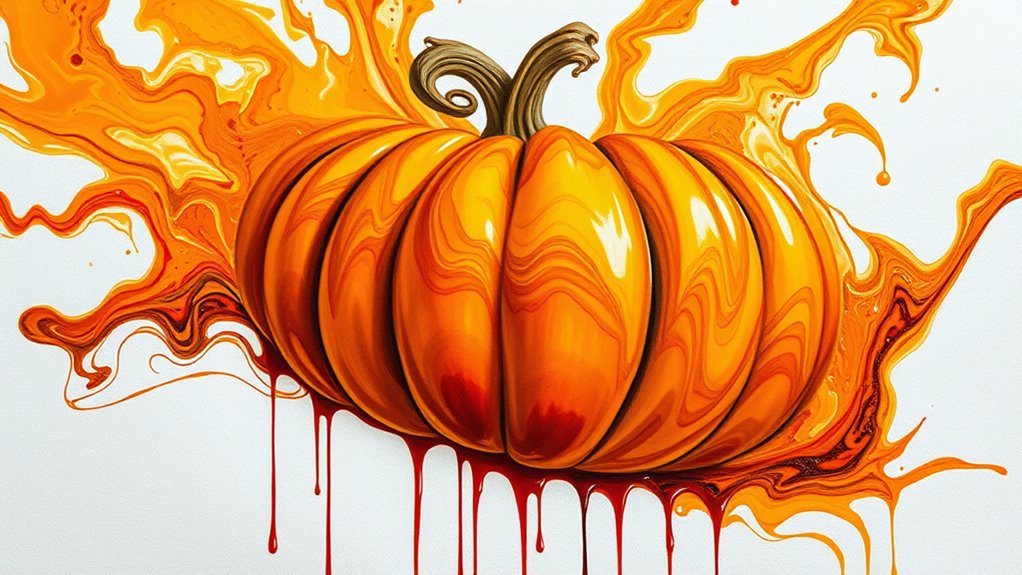 abstract pumpkin paint pouring