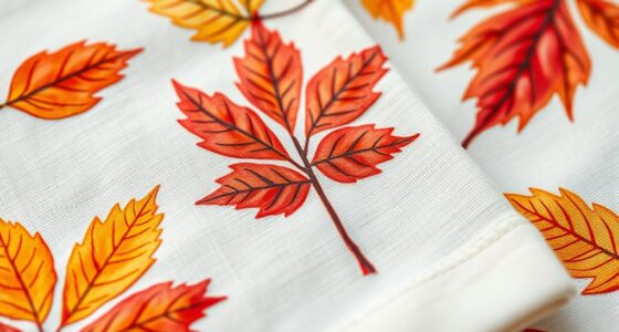 autumn leaf stamped towels