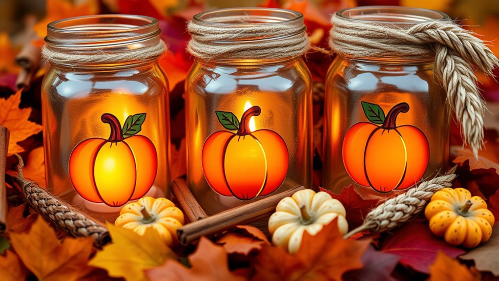autumn mason jar lanterns