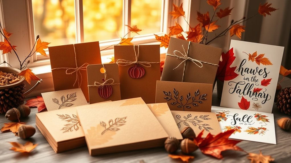 autumn themed stationery and calligraphy