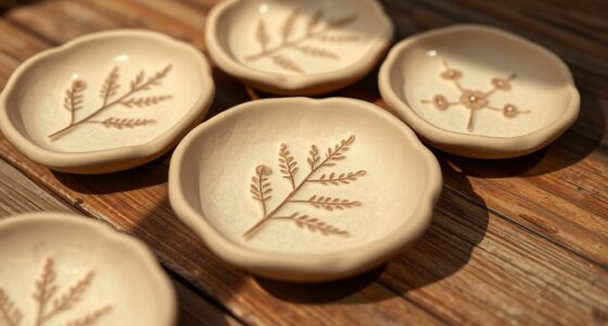 botanical imprint clay dishes