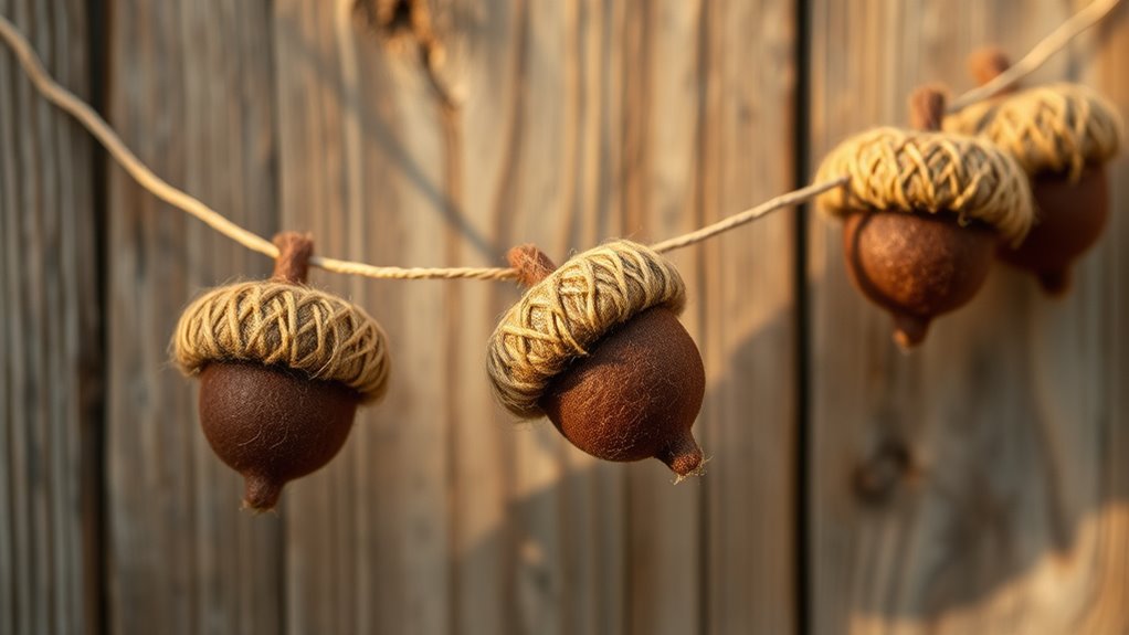 create cozy felted acorn garland
