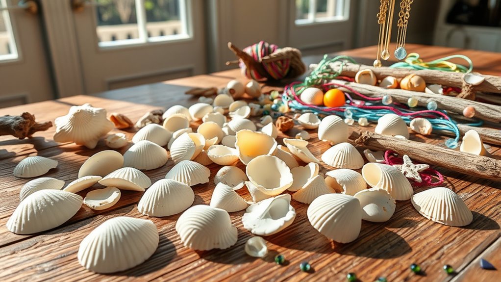 gather seashells and supplies