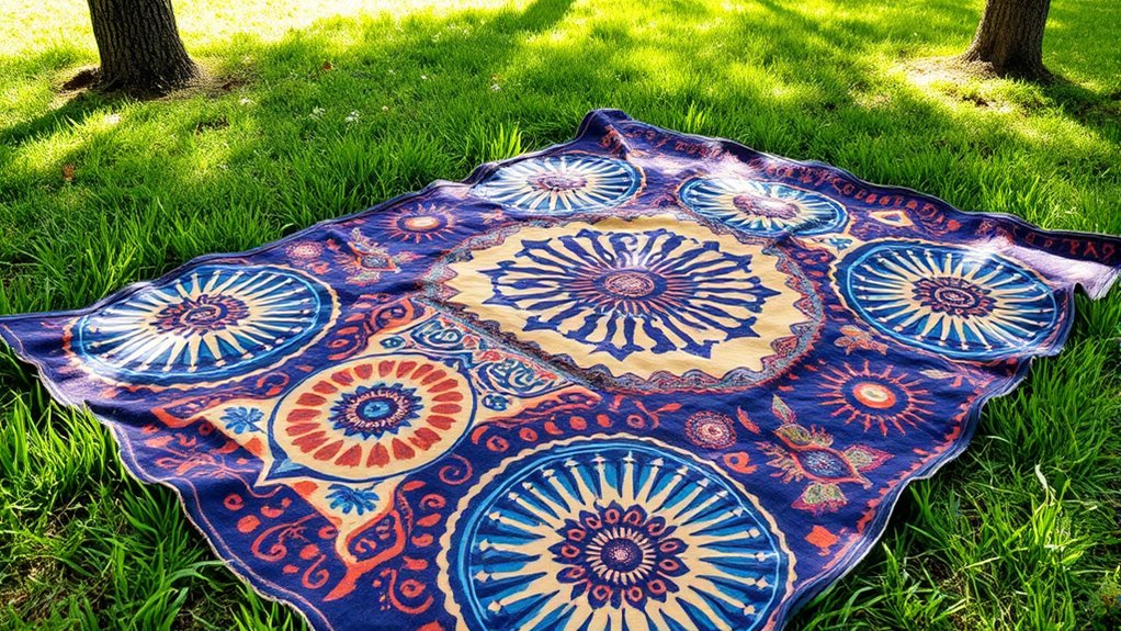 painted natural dye picnic blanket