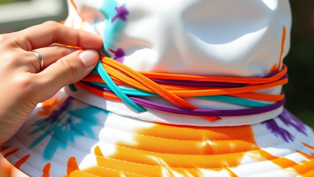 secure bands before dyeing