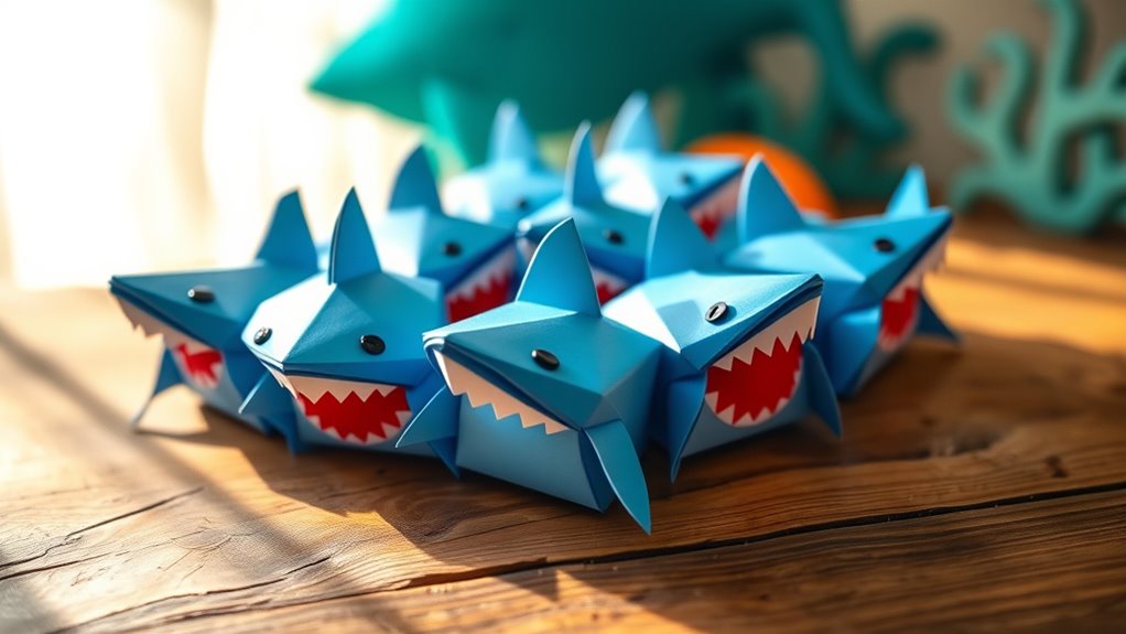 shark themed origami treat boxes