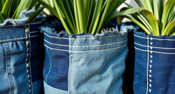 upcycled denim planter covers