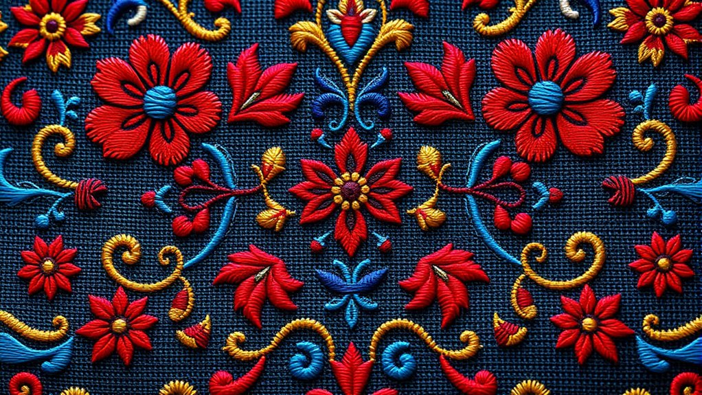 vibrant symbolic embroidery patterns