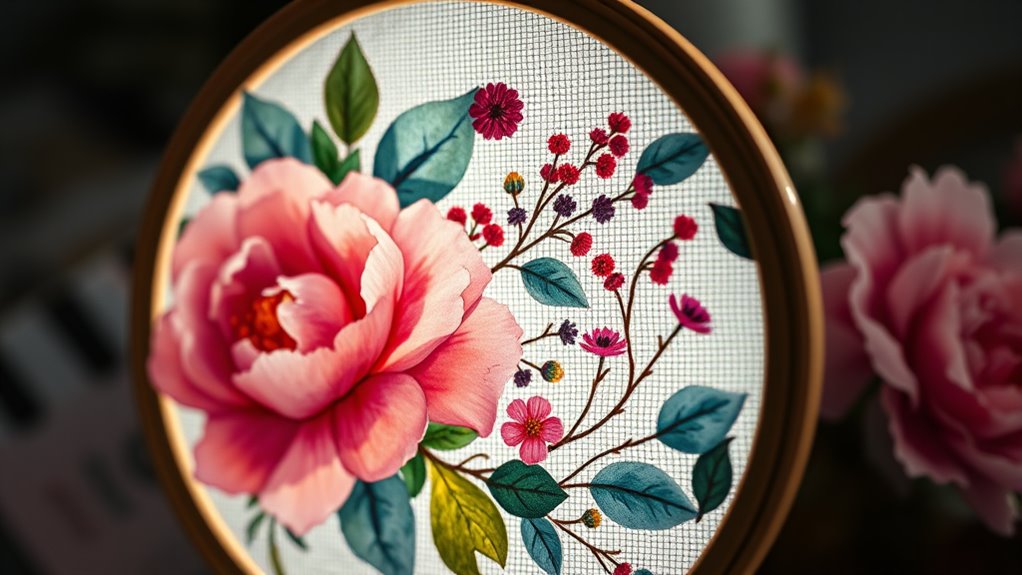 watercolor embroidery hoop wreath
