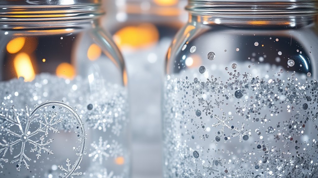 glittery glycerin snow jars