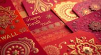 gold accented handmade diwali cards