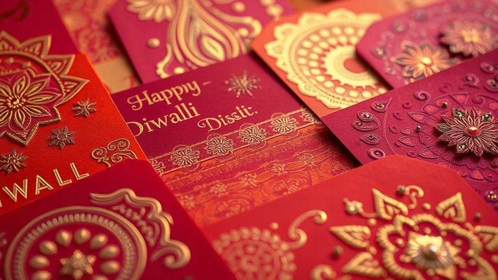 gold accented handmade diwali cards