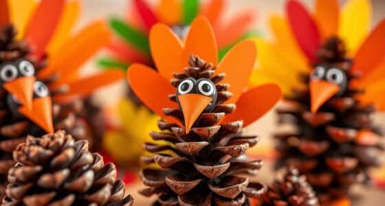 kids make pinecone turkeys