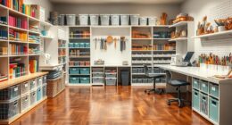 organized craft room zones