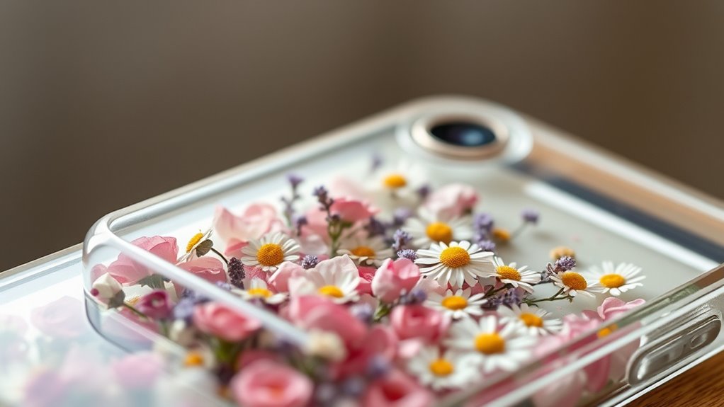 pressed flowers in resin