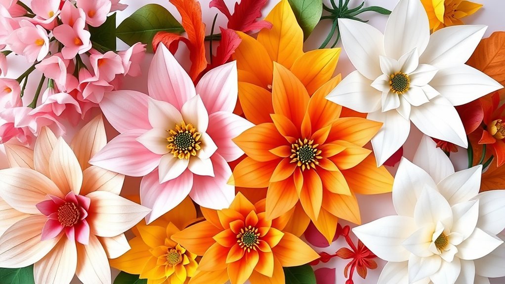 seasonal paper flower arrangements