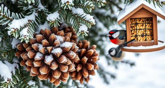 winter pinecone seed feeders