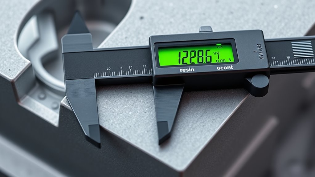 calipers for precise resin measurements