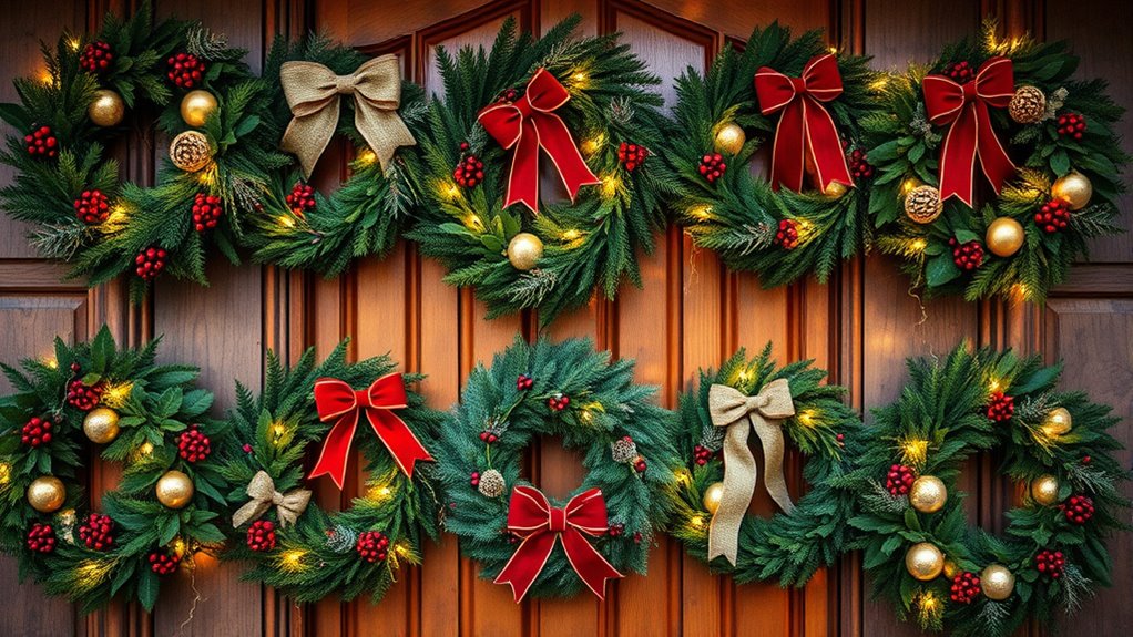festive front door wreaths