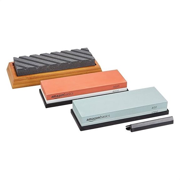 Amazon Basics Whetstone Knife Sharpening Set (3-Pack)