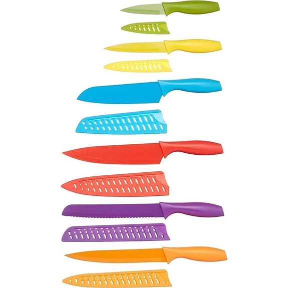 Amazon Basics 12-Piece Color-Coded Knife Set