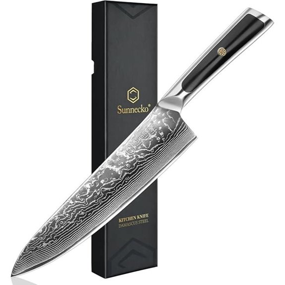 Sunnecko 8-Inch Damascus Chef Knife with High Carbon Steel