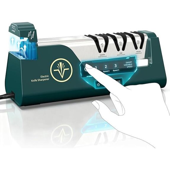 Electric Knife Sharpener with Diamond Abrasives & 3 Speeds