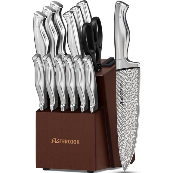 Astercook 15-Piece Kitchen Knife Set with Block