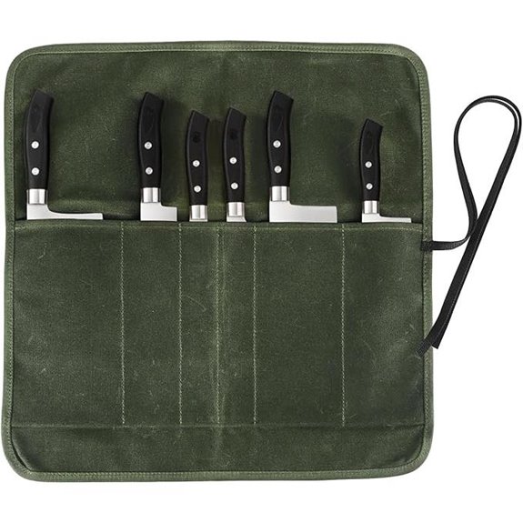 Heavy Duty Waxed Canvas Knife Roll Bag (6 Slots)