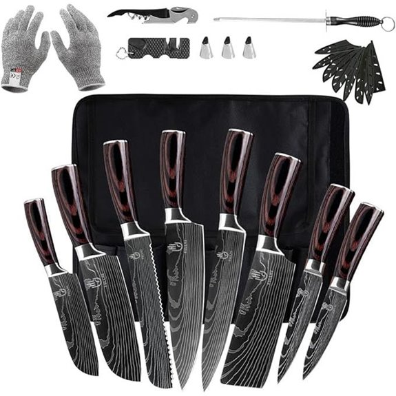 FULLHI 14-Piece Japanese & German Stainless Steel Knife Set