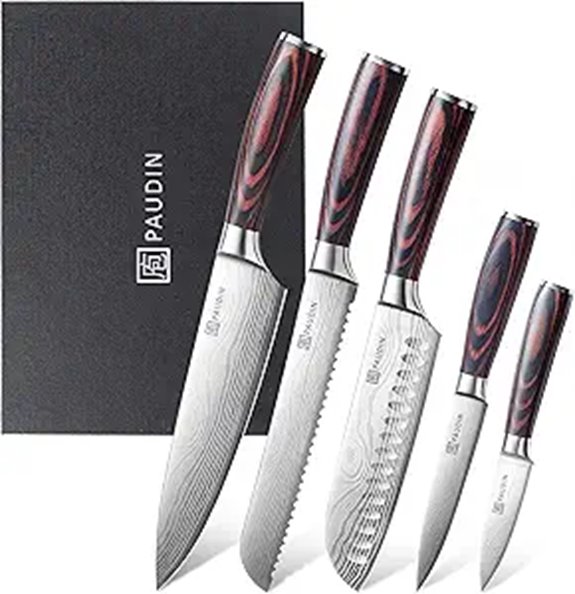 PAUDIN Kitchen Knife Set with Pakkawood Handles
