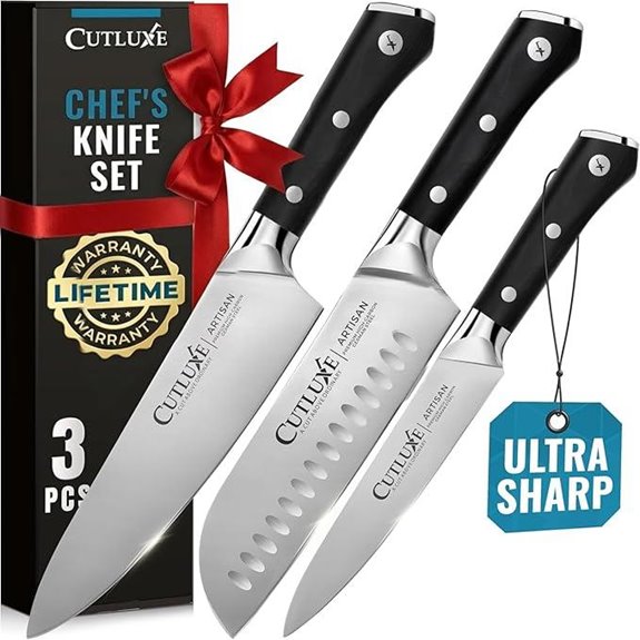 Cutluxe 3-Pc Professional Chef Knife Set
