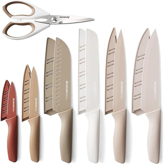 Astercook 13-Piece Stainless Steel Knife Set with Guards