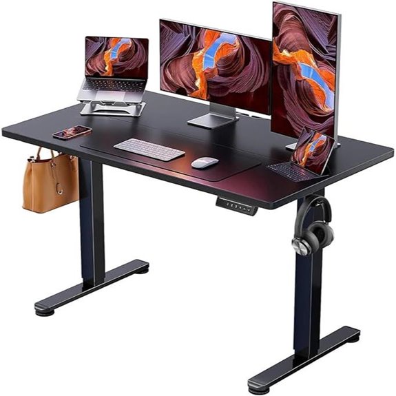 black electric sit stand desk