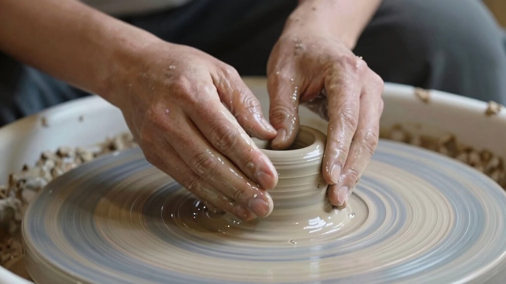 centering clay with steady hands